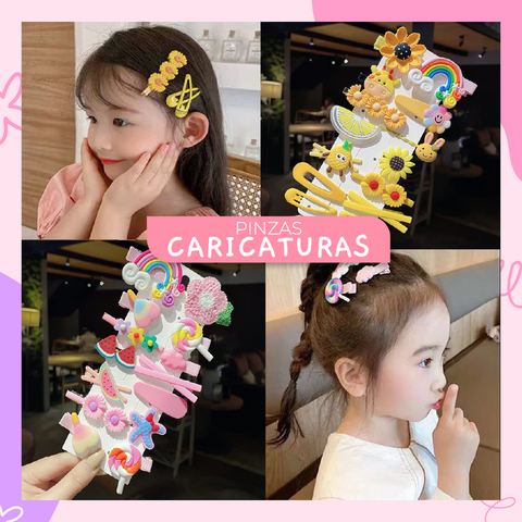 ¡EXCLUSIVO! Kiut® Pinzas De Caricaturas Para Niñas Set x42 Unidades
